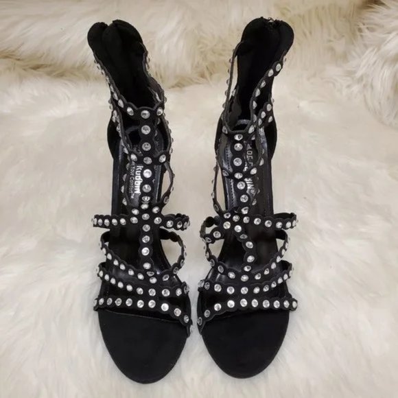 Cape Robbin Black Rhinestone Strappy Heels SZ 8.5 - Picture 9 of 10